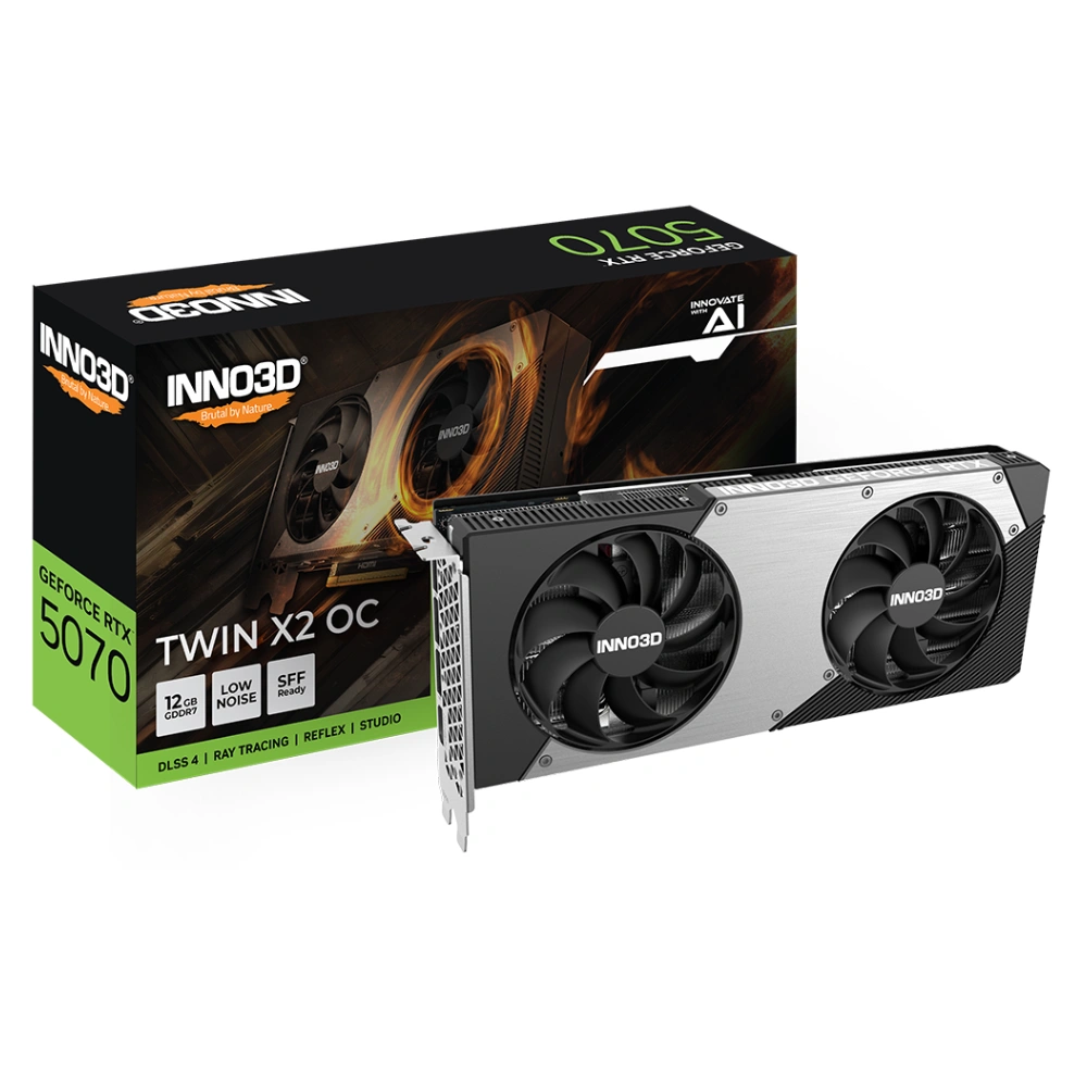 INNO3D Nvidia Graphic Card RTX 5070 12GB DDR7 Twin X2 OC Dual Fan view 3